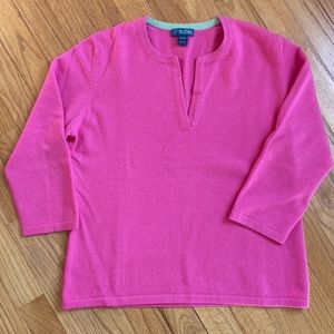 **Barbie pink** Griffen Cashmere petite L 3/4 sleeve sweater
